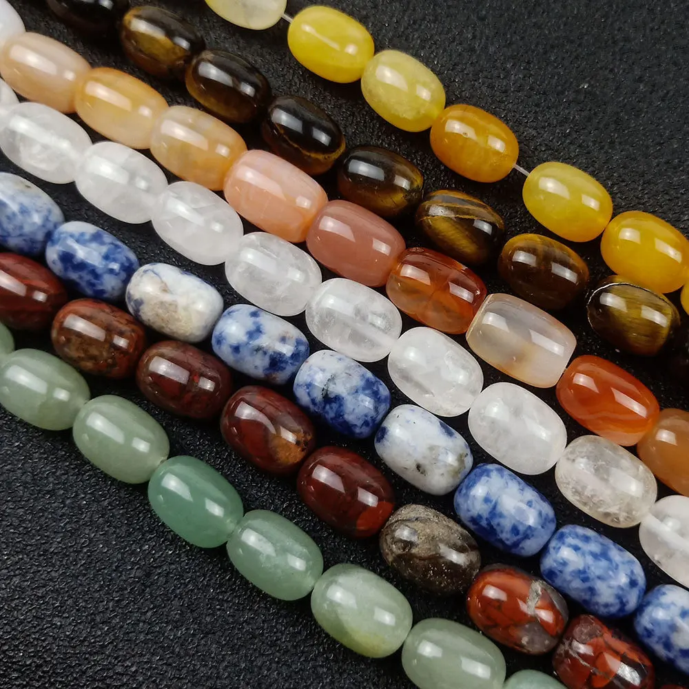 Natural crystal semi-precious stone barrel beads 10 * 14mm cylindrical agate tiger eye loose beads work in progress diy