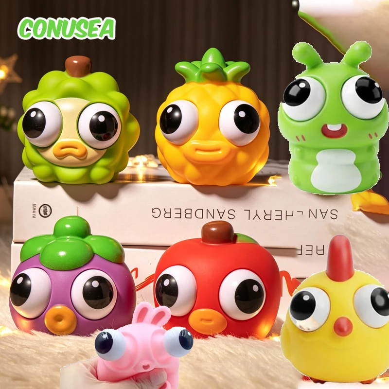 Crunchy and Soft Big Eye Fruit Dragon Dinosaur Decompression Toy Compression Staring Eye Funny Release Animal Fidgets Toys