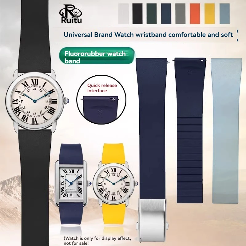 8 kolorów unisex pasek do zegarka z gumy fluorowej 18 mm 19 mm 20 mm 22 mm odcięcia do rozmiaru Szybkie zwolnienie Dostosuj do zegarka Breitling Rolex Seiko Tank