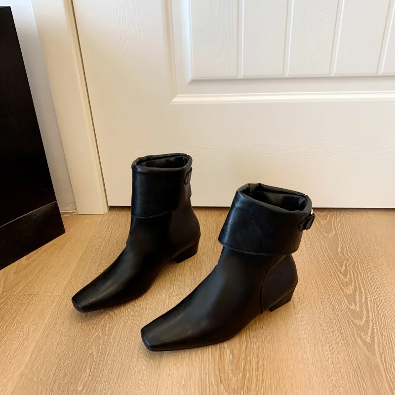 

Высококачественные ботильоны, новые осенние и зимние ботинки средней длины, женские ботинки на плоской подошве, женские туфли на низком каблуке
