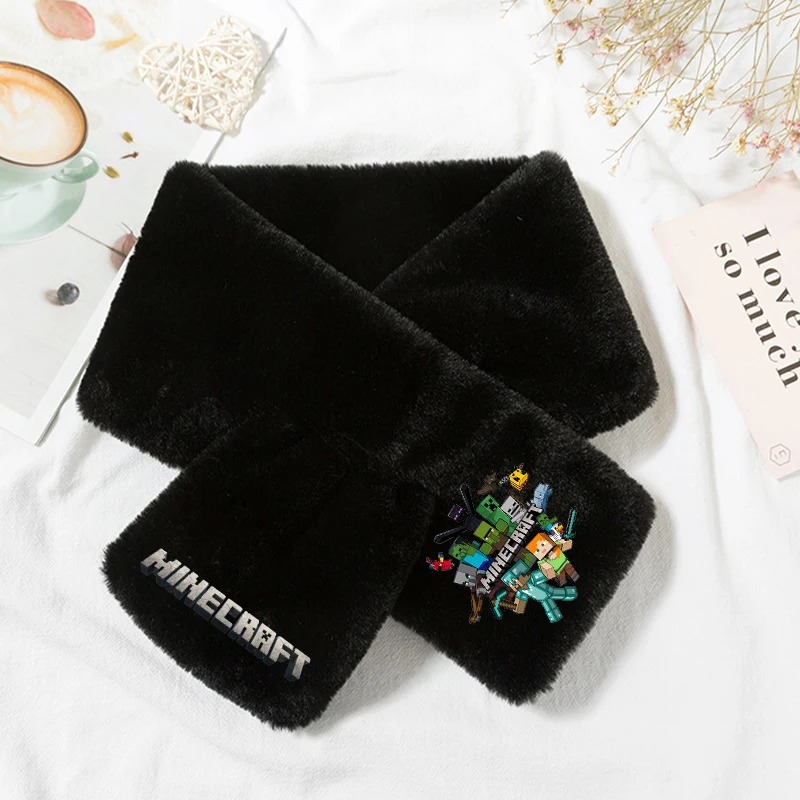 

New Game Theme Printed Plush Scarf Boys Minecrafted Winter Warm Fashion Neck Scarve Thickened Stuffed Soft Scarf Birthday Gifts