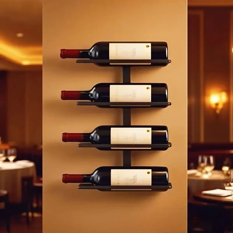 4-layer Metal Wall Mounted Red Wine Rack Home Furnishings Red Wine Display Rack Wall Bar Red Wine Storage Rack