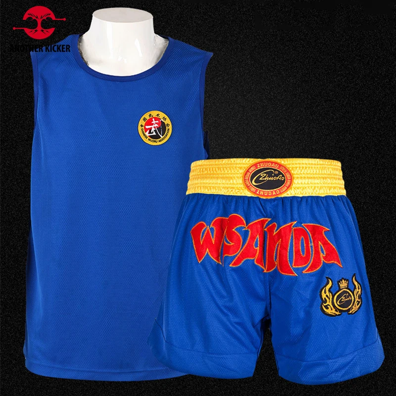 Muay Thai Shorts Match Vest Set Wushu Sanda Martial Arts MMA Fight Kickboxing Training Pants Men Women Child Kick Boxing Shorts