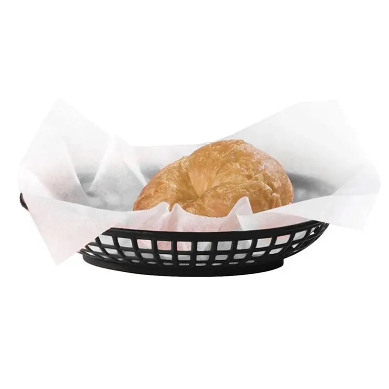 Y51A-24 Pcs Plastic Fast Food Baskets Oval Serving Platter Breakfast Dinner Plates French Fries Cake Bread Tray Restaurant