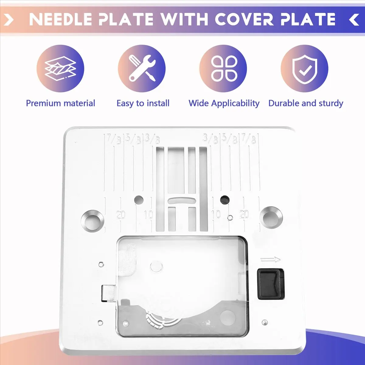 Needle Plate with Cover Plate,Needle Throat Plate Replacement for 4411 4423 4432 4452 44S Series Sewing Machines