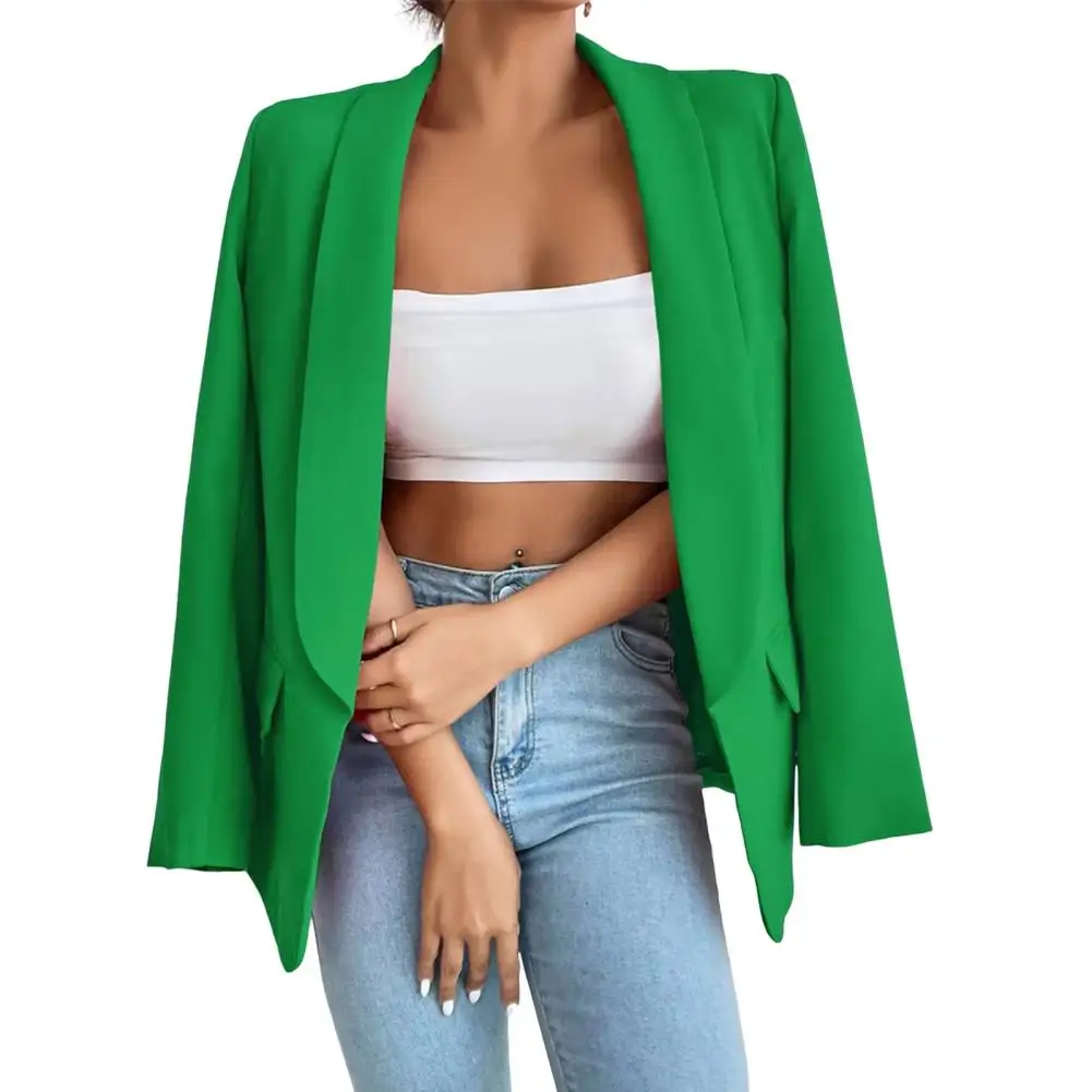 Chaqueta de traje holgada con solapa elegante para mujer, ropa de negocios elegante con diseño frontal abierto, Color sólido