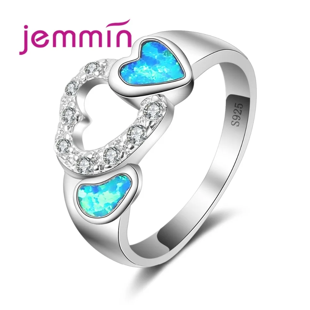 

Trendy Heart Blue Opal Ring for Women Femme Promise Ring High-End 925 Sterling Silver Jewelry Fashion Jewelry Gift