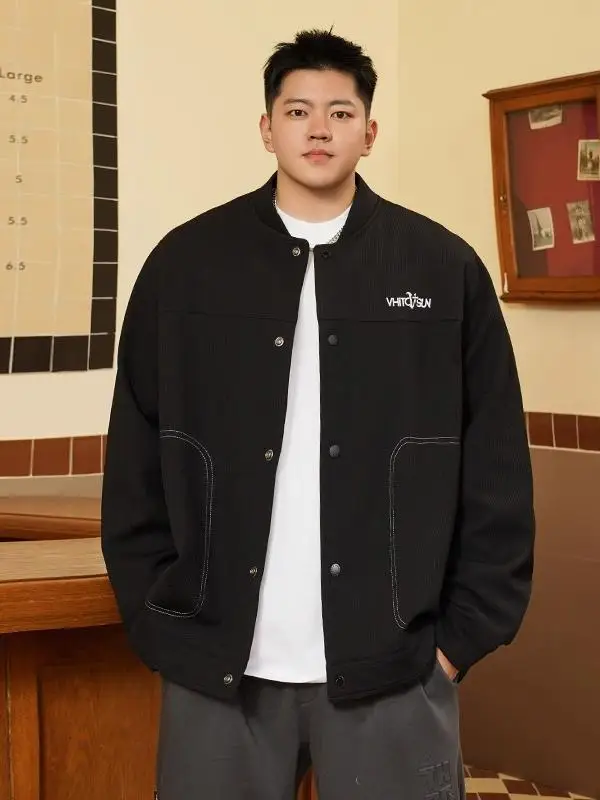 

Модный мужской повседневный вельветовый тюнет большого размера, свободный бейсбольный воротник, оверсайз, осень 2024, длинное волокно из полиэстера