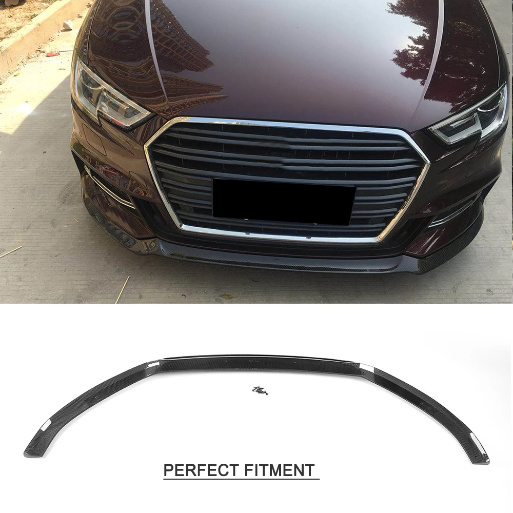 Carbon Fiber / FRP Car Front Bumper Lip Splitters Spoiler Apron for Audi S3 A3 8V SLINE Sportback Hatchback 2017 2018