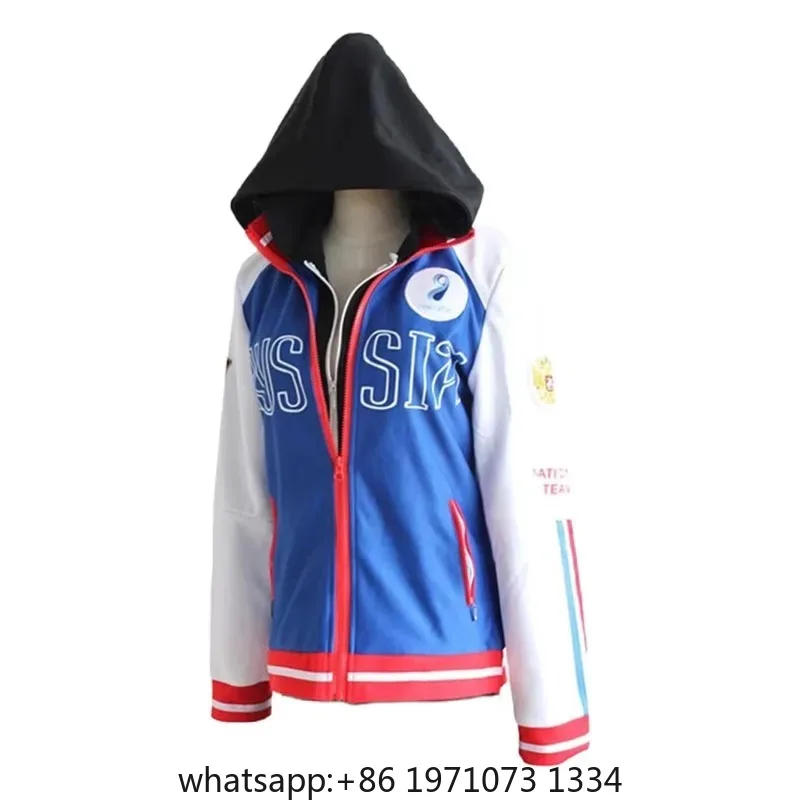 Yuri Plisetsky Cosplay Hot Anime YURI!!! on ICE Cosplay Costume Yuri Blue Jacket Coat Unisex Daily Sportswear Fake False 2 piece
