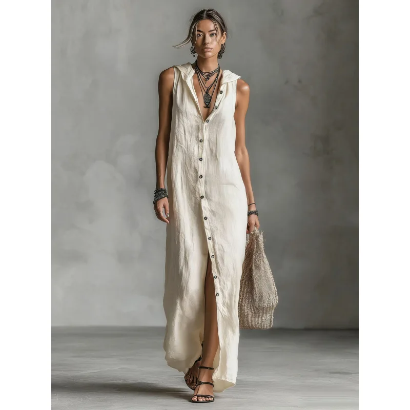 

2026 new loose sleeveless hooded long skirt