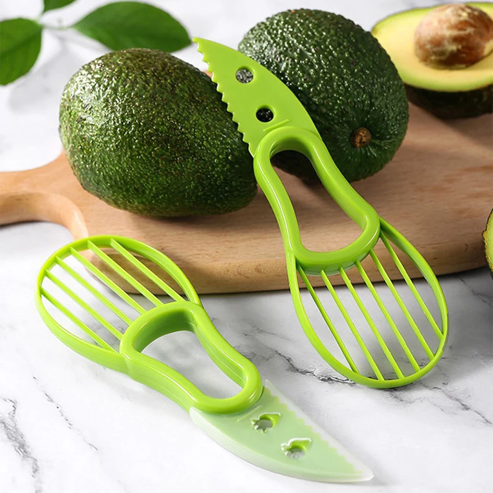 JJYY 3 In 1 Avocado Slicer Shea Corer Butter Fruit Peeler Cutter Pulp Separator Plastic Knife Kitchen Vegetable Tools