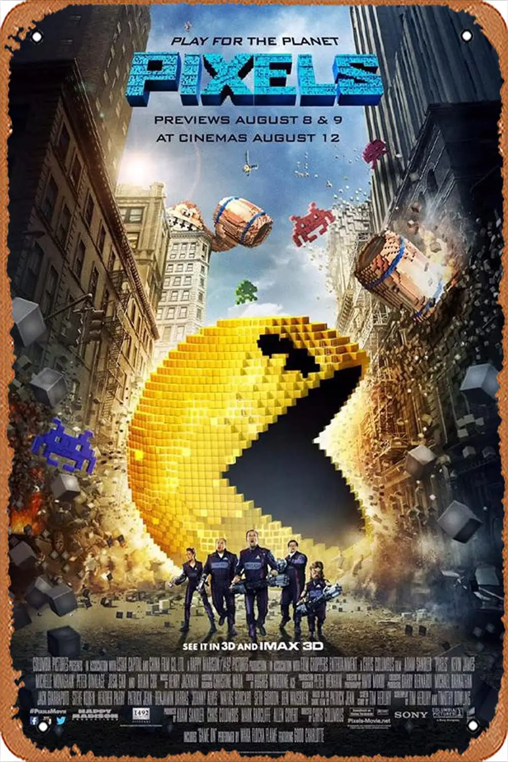 Muecddoa Movie Poster Classic Metal Sign Pixels (2015) Wall Art Decor Wall Art Decor Sign - 12 x 8 inch, HCYCR11070