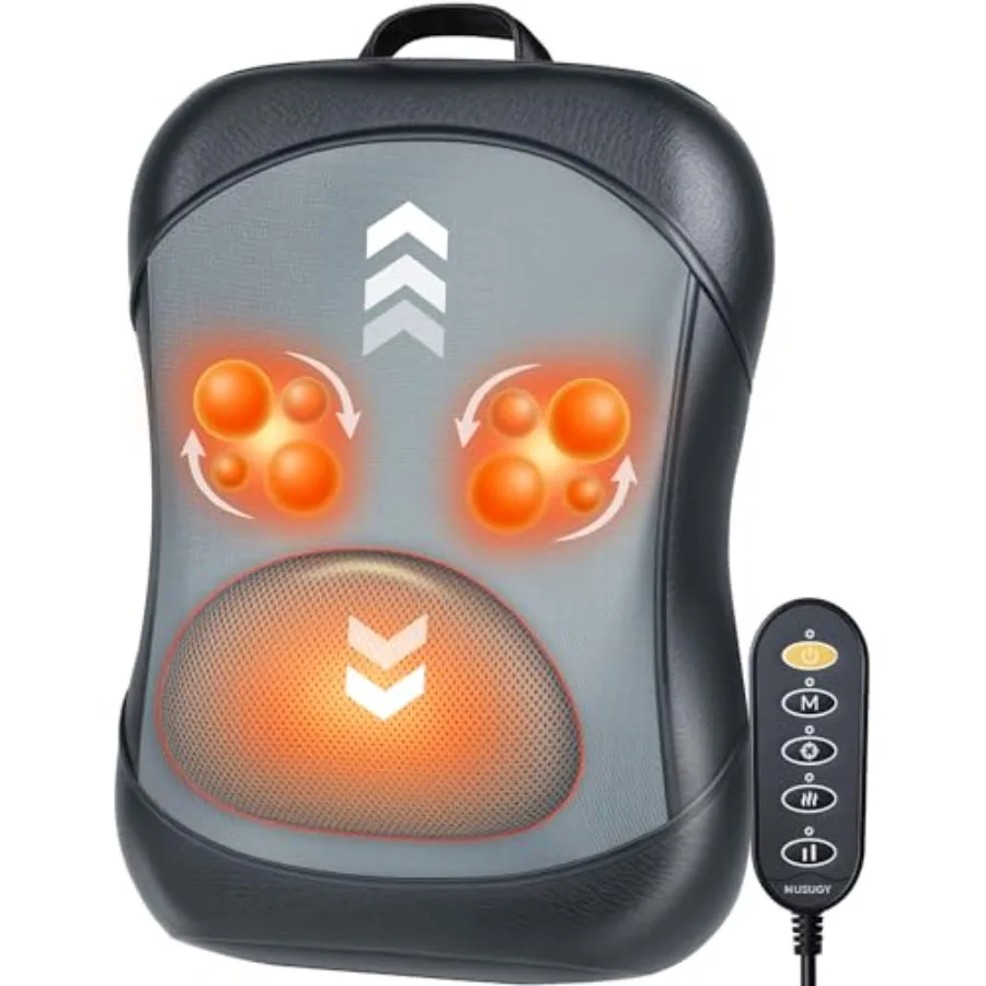 

Back Massager for Pain Relief Deep Tissue Rolling Up and Down Not Just 4 Fixed Spots Lower Back Massager with Heat Shiatsu Knea