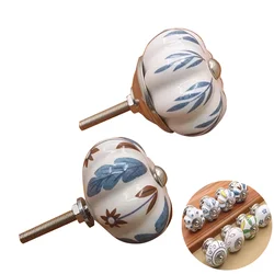 40mm Ceramic Single Hole Handle European Imitation Antique Mediterranean Drawer Pull Knob Wardrobe Shoe Cabinet Door Handle