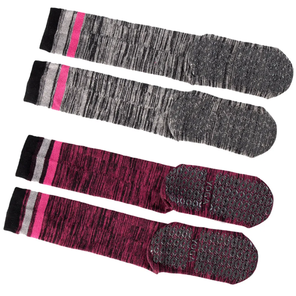 2Pairs Non Slip Yoga Socks Breathable Pilates Grip Socks High Elastic Calf Stocking for Women Training Outdoor Sports