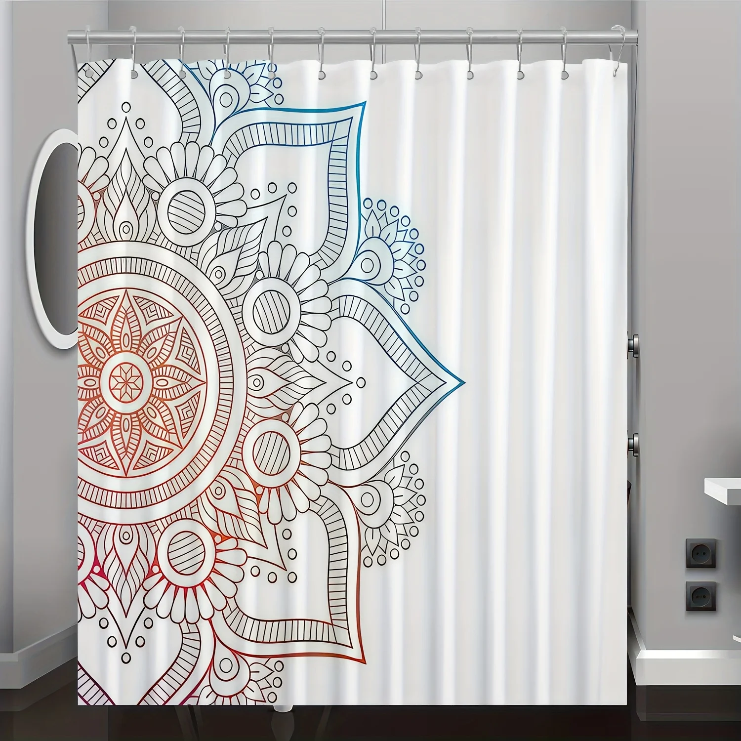 

Занавеска для душа с узором мандалы — цифровая печать, декор для дома и ванной комнаты, моющаяся машина, двусторонний полиэстер на четыре сезона