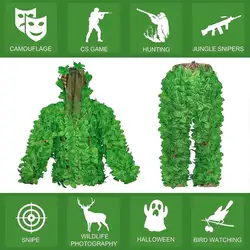 Men Women Hunting Ghillie Suit Outdoor CS Leaves Camouflage Hunting Clothes Bionic Camouflage Clothing Training Tactical Clothes