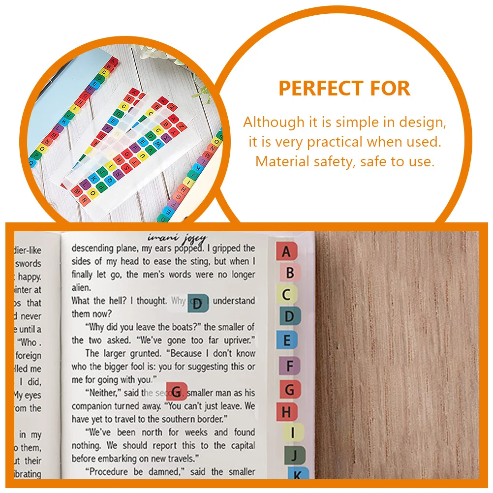 

40 Sheets Index Tabs Stickers Colored White Waterproof Page Markers Book Flags Alphabet for Office Home Study