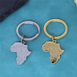 African American Map Keychain Africa Map With Tiger Face Pendant Key Chains Stainless Steel Jewelry Keyring For Men Women