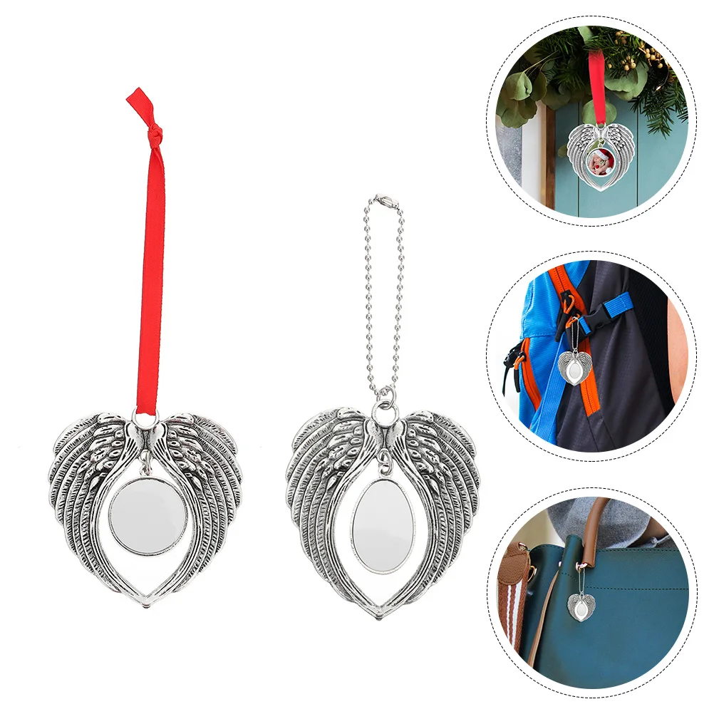 

2 Pcs Angel Wings Pendant Decorations Sublimation Ornament Angels Ornaments DIY Blank Pendants for Christmas Tree