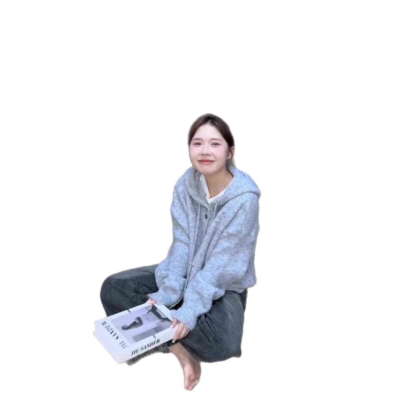 Damesvest met capuchon voor herfst en winter Dikke Koreaanse stijl Losse en luie stijl Zachte gebreide trui Jas Top