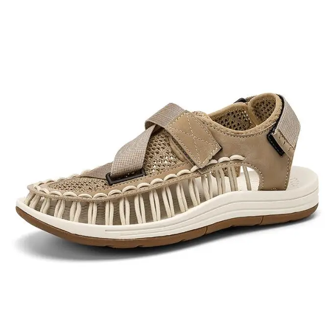 

2026 Summer Men Sandals Fashion Handmade Weaving Design Beach Sandals Breathable Casual Flat Sandals Lightweight Outdoor Sandals