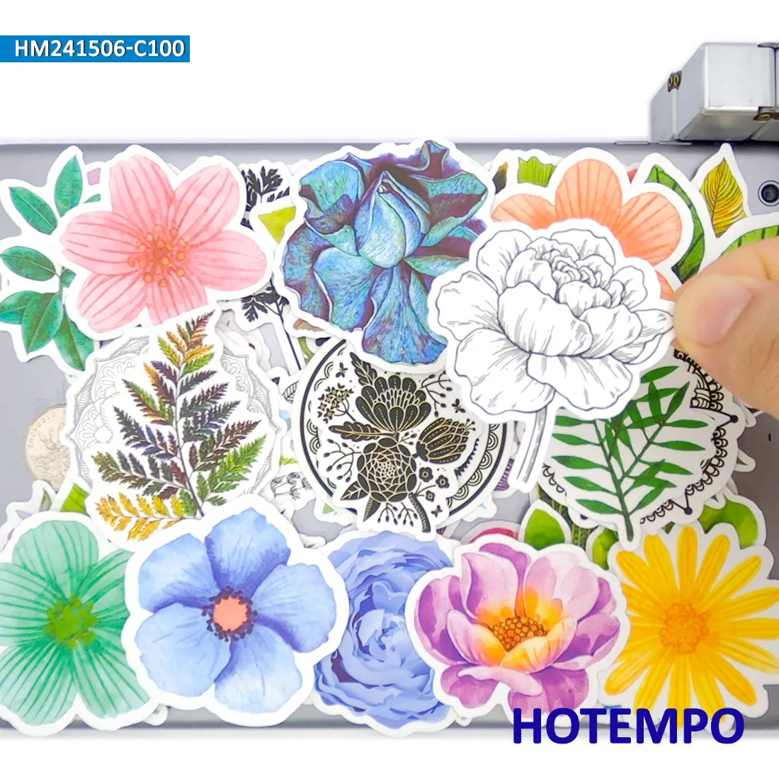 100 sztuk, naklejki z kwiatami, moda retro, urocze rośliny, kolorowe graffiti artystyczne, do laptopa, samochodu, telefonu, albumu do scrapbookingu, zabawny zestaw naklejek
