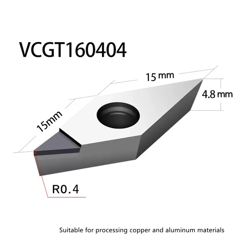 PCD VCGT160404 Insert Single Crystal Turning Tool High Hardness Diamond Cutter for Copper Aluminum to Achieve Mirror Effect