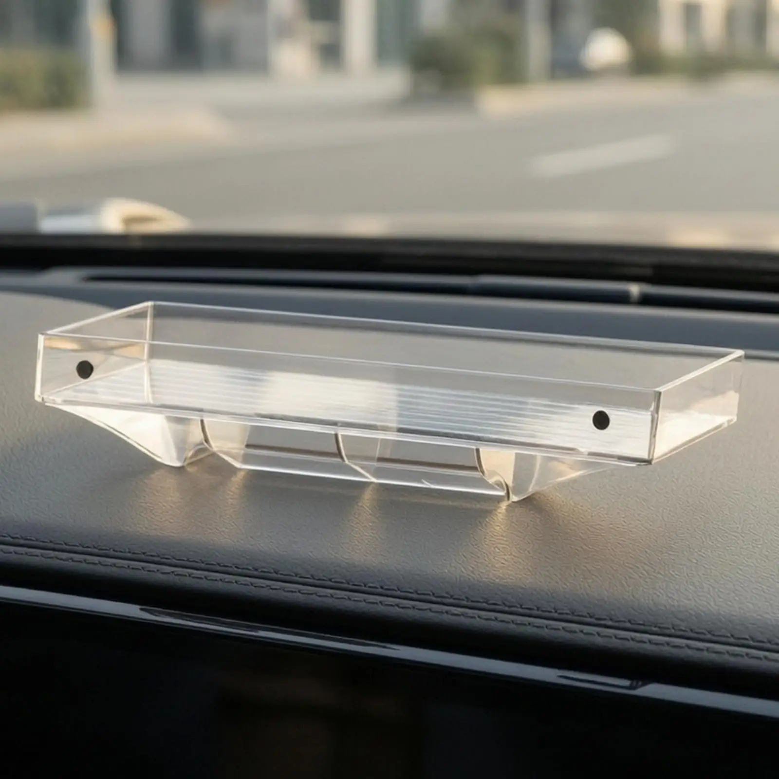 Under-Screen Storage Box Transparent ETC Bracket Tray Storage Box with Lid for Vehicle Owners, Commuters