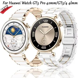 18mm Ceramic+Metal Strap For Huawei Watch GT5 Pro 42mm GT5 41mm Woman Luxury Bracelet Wristband For Huawei Watch GT4 41mm Correa