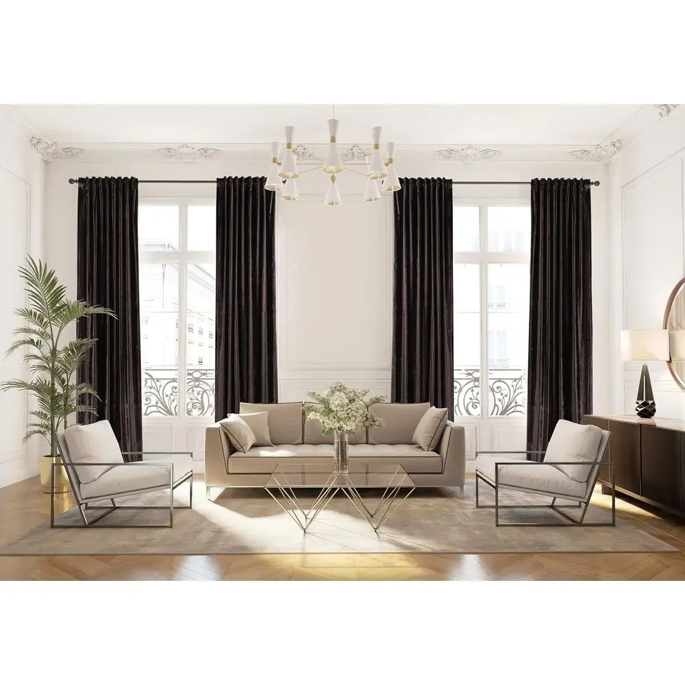 

Luxury Extra Long Velvet Curtains with Light Blocking, Custom-Made Drapes - Made in Turkey