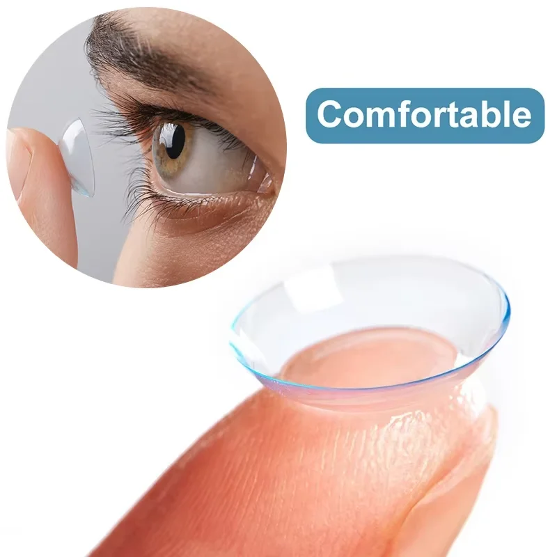 OVOLOOK-2pcs/pair Prescription Lenses Contact Lenses with Diopter for Eyes Correction With Degree with Free Lens Containers 14MM