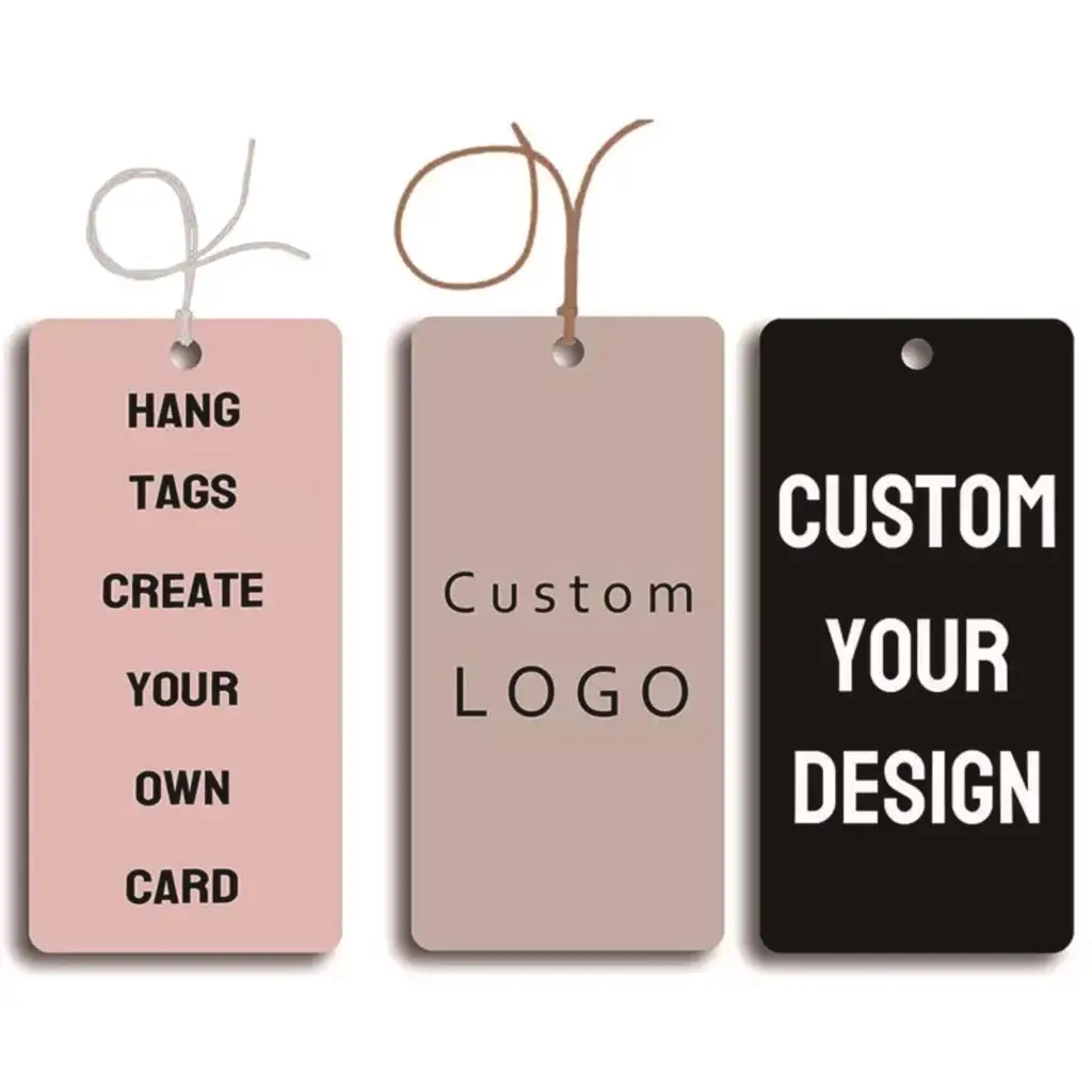 Custom Rectangle Hang Tags with personalized logo Brand Fashion Paper Label Garment Swing Tag Price Label