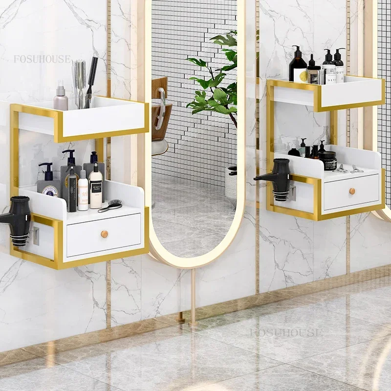 Luxury Salon Trolleys Barber Shop Hair Salon Hanging Tool Cabinet Special Wall-mounted Hair Cutting Cabinet Multifunctional Rack