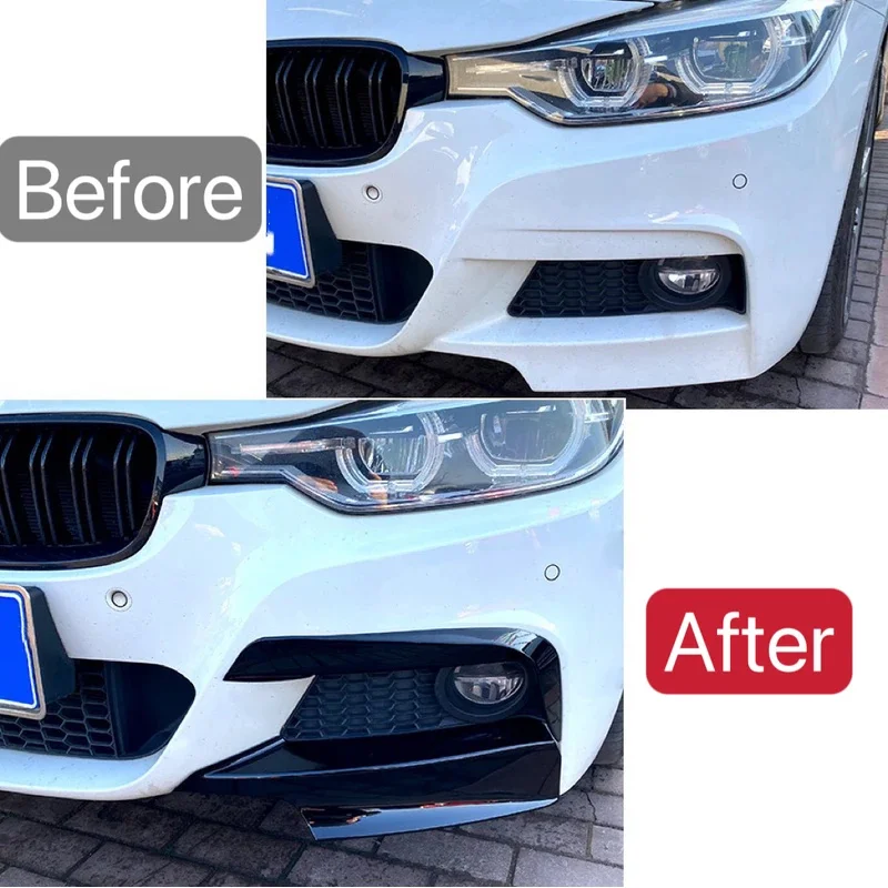 Front Bumper Side Splitter Spoiler Kit For BMW F30 F31 F35 320i 328i 330i 335i 340i 316d 318d M Sport 2012-2019 Fog Lamp Cover