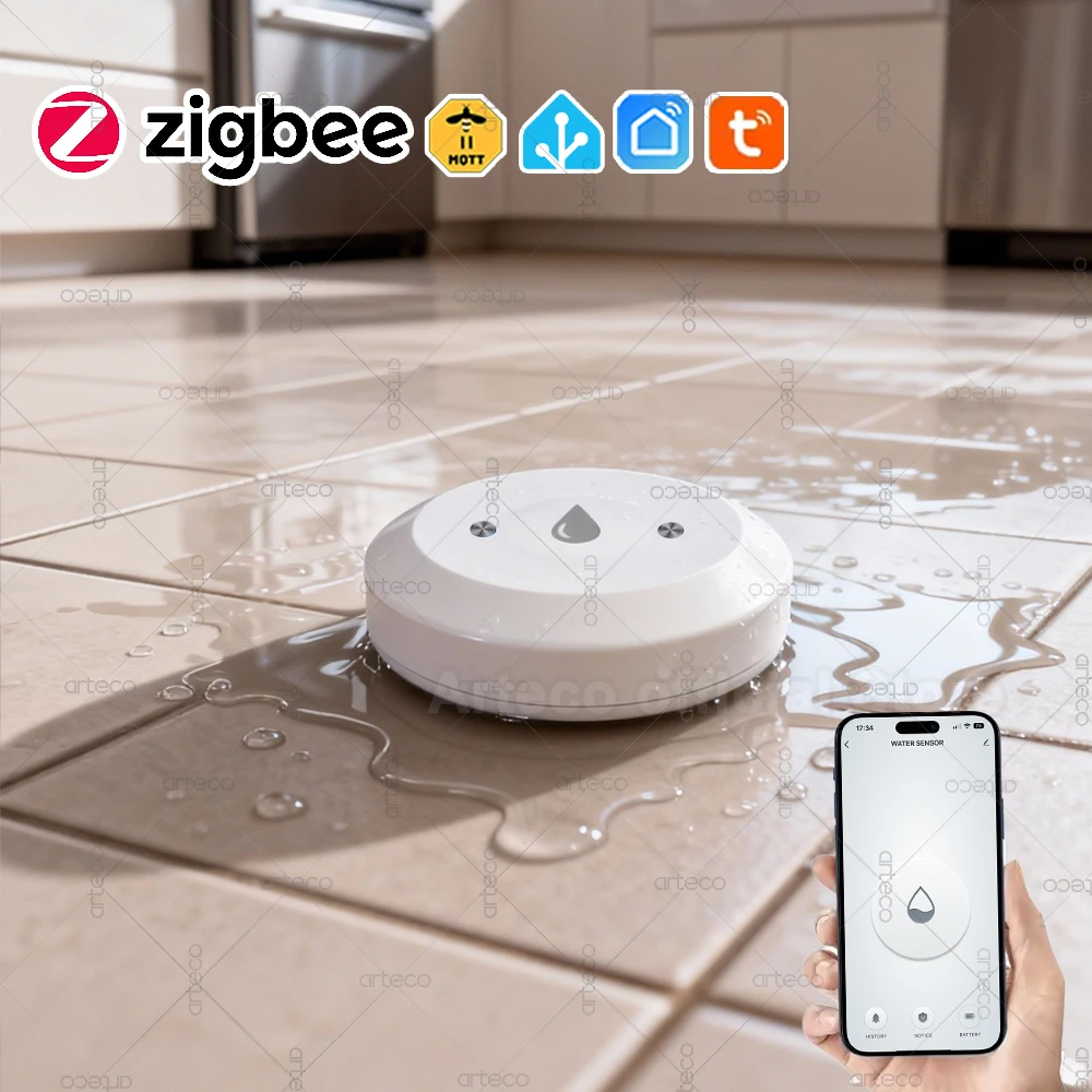 Tuya Smart Zigbee Water Sensor Flood Water Leakage Detector App Remote Monitor Need Gateway Support Home Assistant Zigbee2mqtt