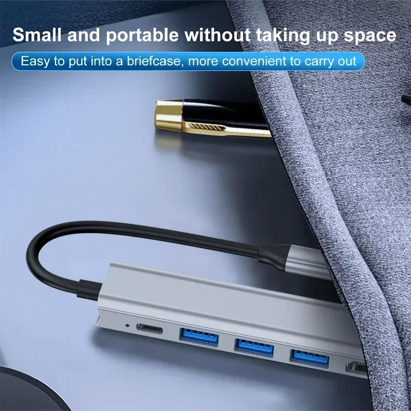 

USB-концентратор 4K HD-адаптер TYPE-C к HD 5-в-1 USB-C к HD-концентратор 4K для ноутбука MaBook Pro Ar M2 M1 с USB3.0 PD