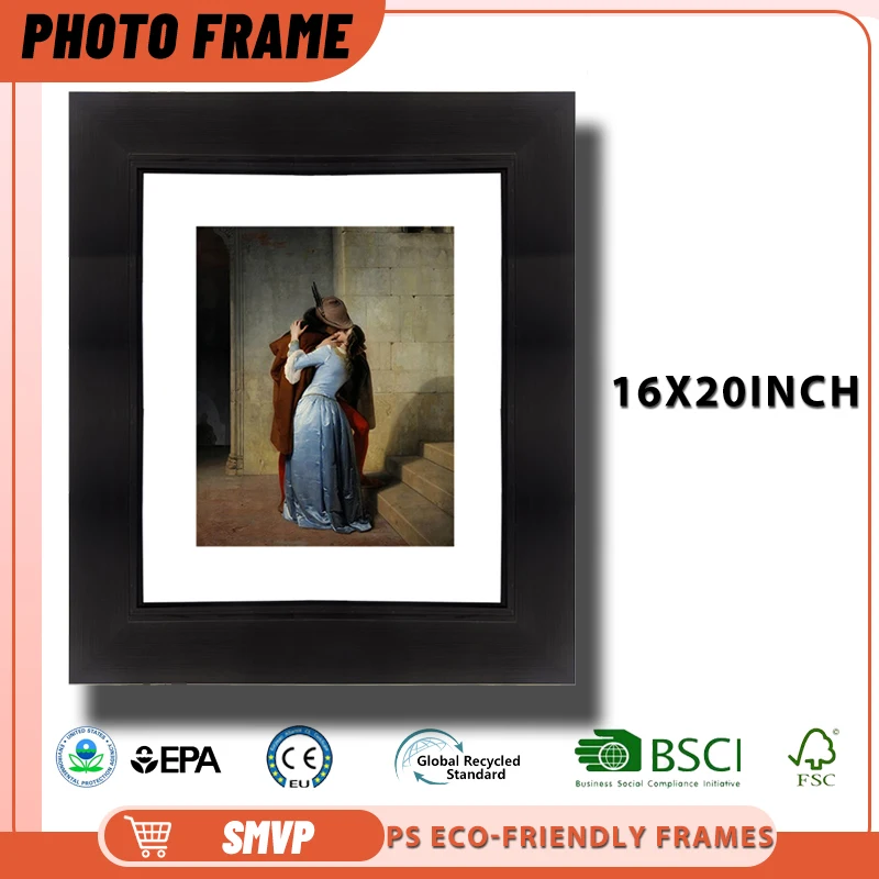 

16x20 Classic Black Photo Frame with Slim Profile Perfect for Romantic Art Displays in Living Rooms Picture Frame