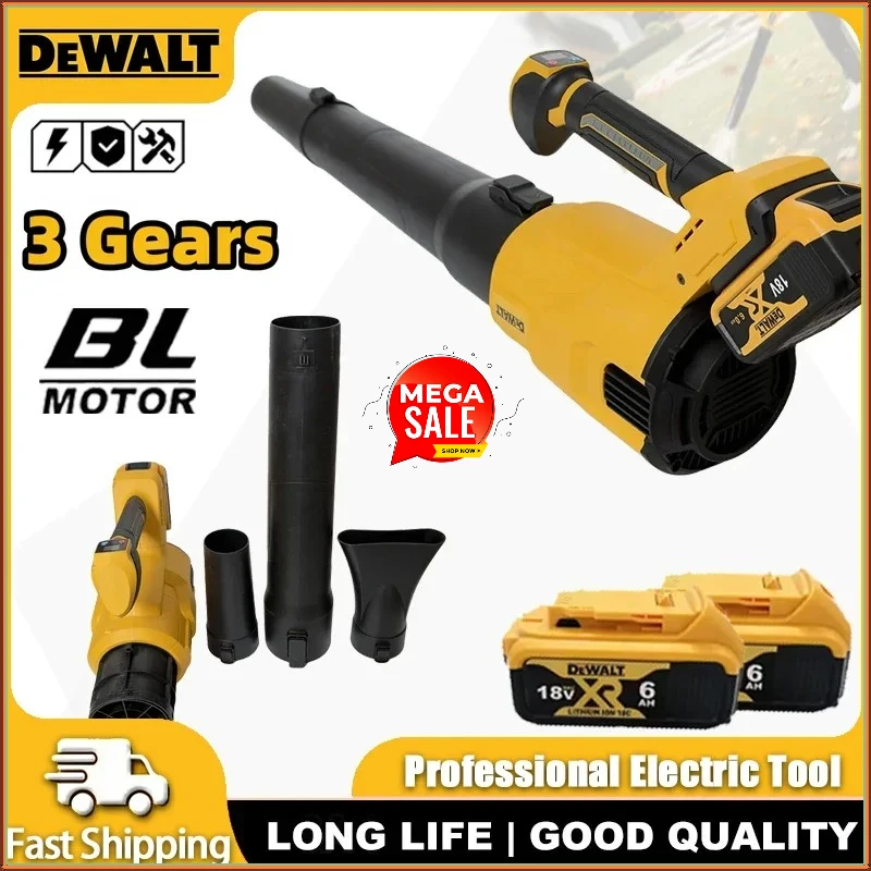 

Беспроводная воздуходувка DeWALT с бесщеточным двигателем, 3 скорости, высокая скорость, мощный электроинструмент для уборки листьев и снега, работает от аккумулятора 18В.