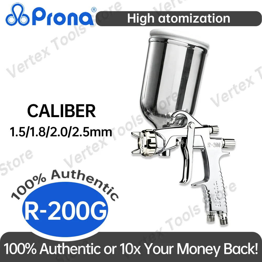 Prona R200 Gravity Paint Spray Gun High Efficiency Topcoat Sprayer For Vehicle Maintenance Woodwork Lacquer Industrial Spraying