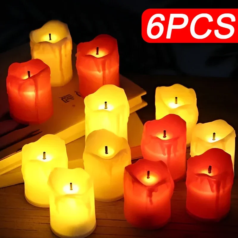 1/6PCS Flameless LED Candles Battery Operated Black Core Tea Lights Wedding Birthday Party Home Decor Electronic Fake Candles