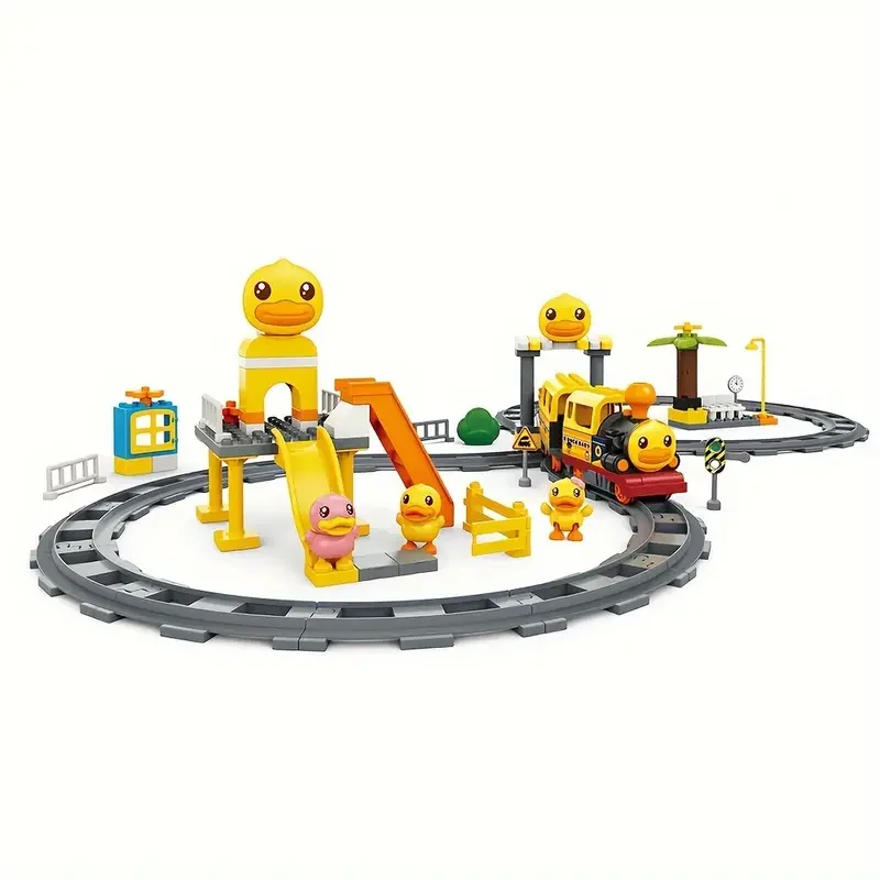 B.Duck Electric Train Track Set, Sound And Light Toy Train, Children's Toys Assembled Building Blocks Train