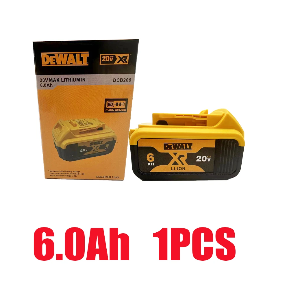 merk 100% originele Dewalt 20V batterij, 6AH oplaadbare lithium-ionbatterij, Dewalt DCB200 vervangende batterij voor elektrisch gereedschap