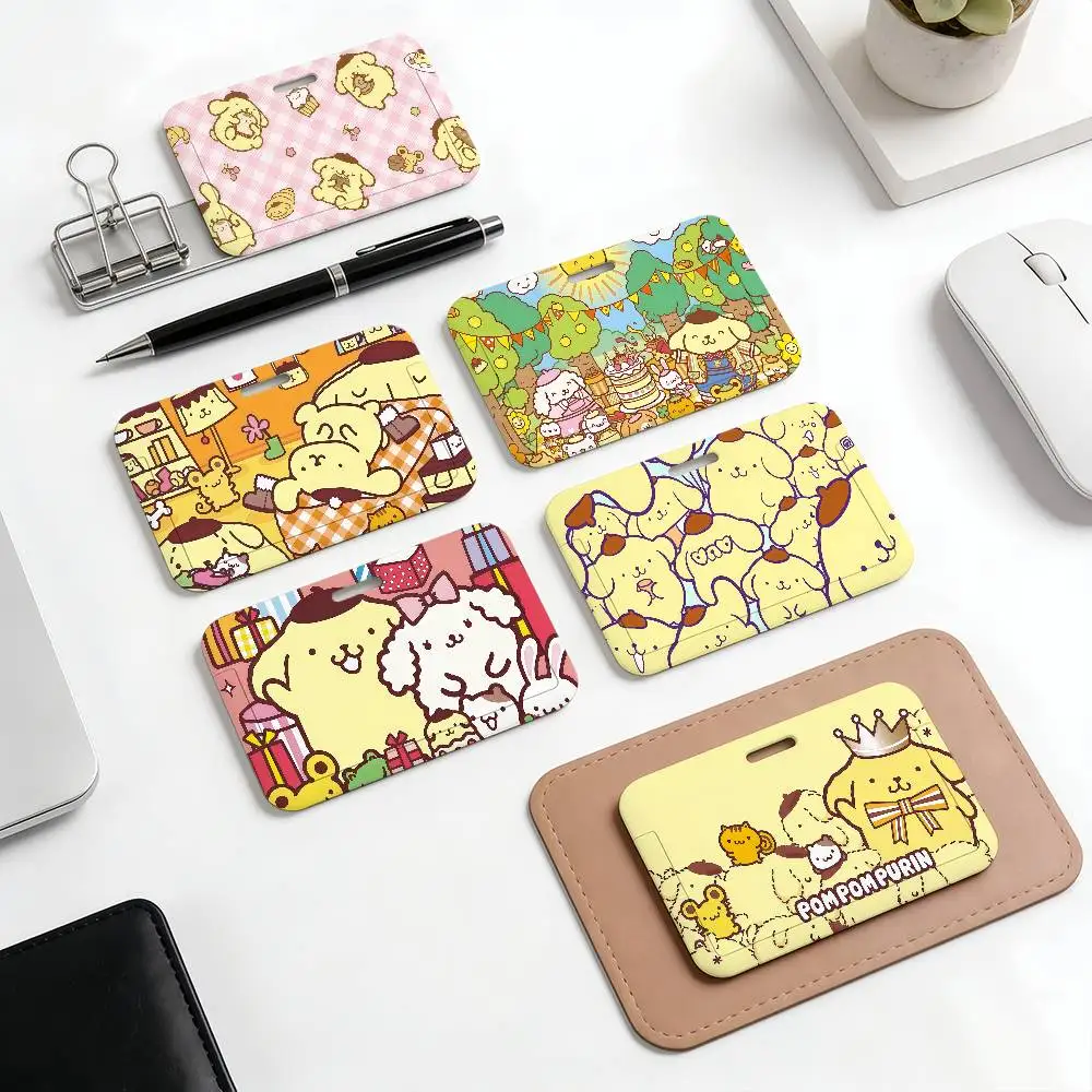 

Защитный чехол для карт с милым мультяшным дизайном Pompom Purin: для школьных, проездных, ID-карт и карт питания. Легко вставляется, отличный подарок.