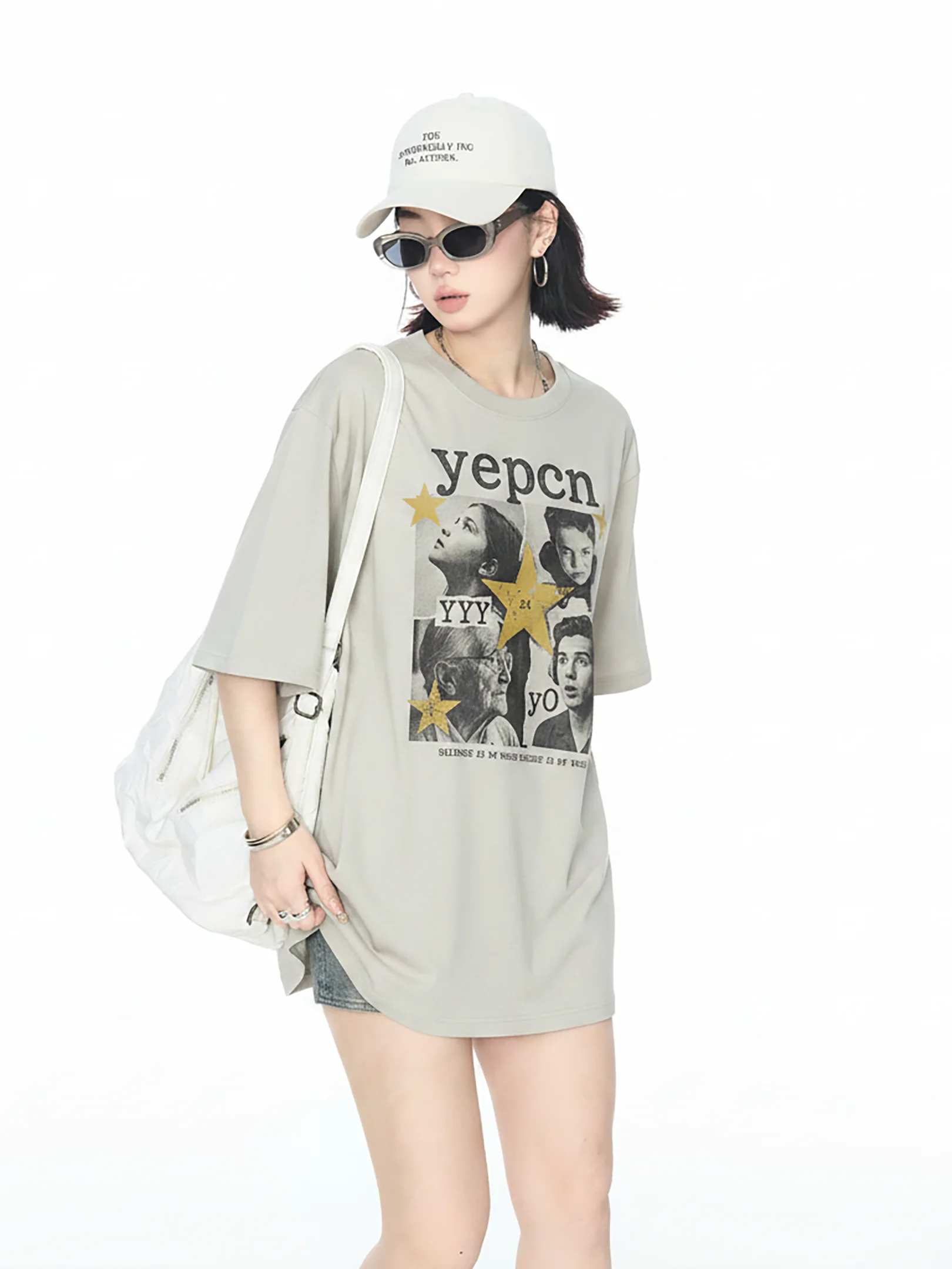 

Retro American Print Short Sleeve T-Shirt Women's Summer New Pure Cotton Loose Couple Matching Casual Top round Neck Basic Fit