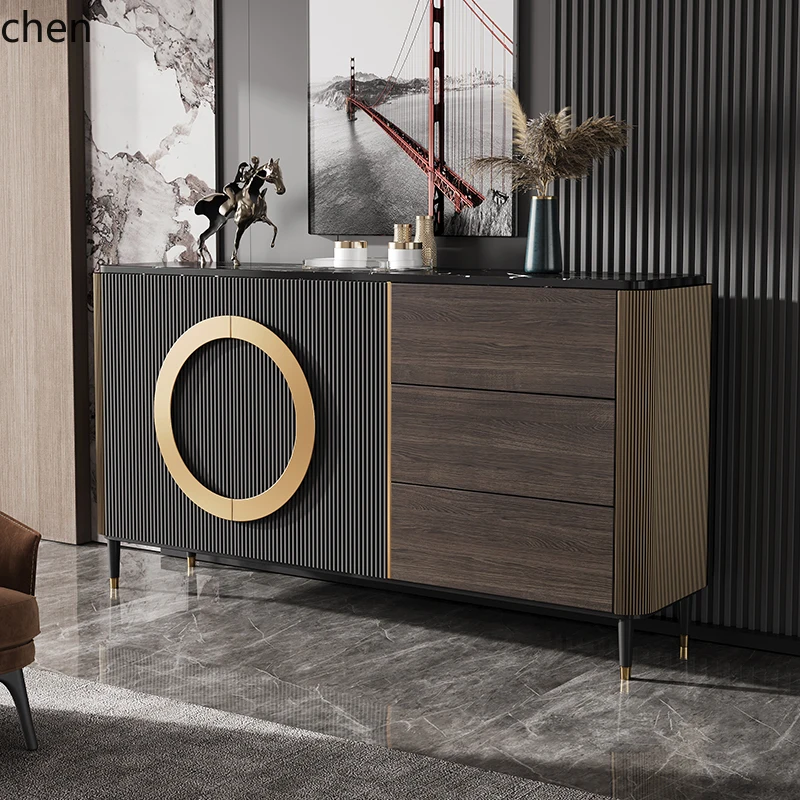 ZML light luxury door cabinet modern simple shoe cabinet rock slab dining side living room bucket cabinet storage