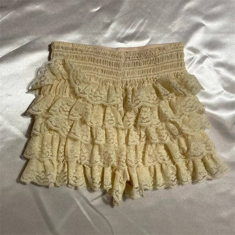 Y2k Fairycore Lace Lingerie Shorts Layers Ruffles High Waist Frilly Bloomers Booty Shorts Kawaii Streetwear Coquette Botton