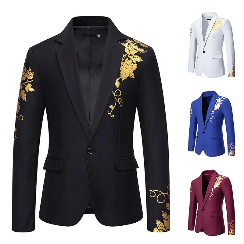 2024 Spring/Summer New Men's Hot Stamped Suit Coat European Size Men's Casual Dress Suit Wholesale