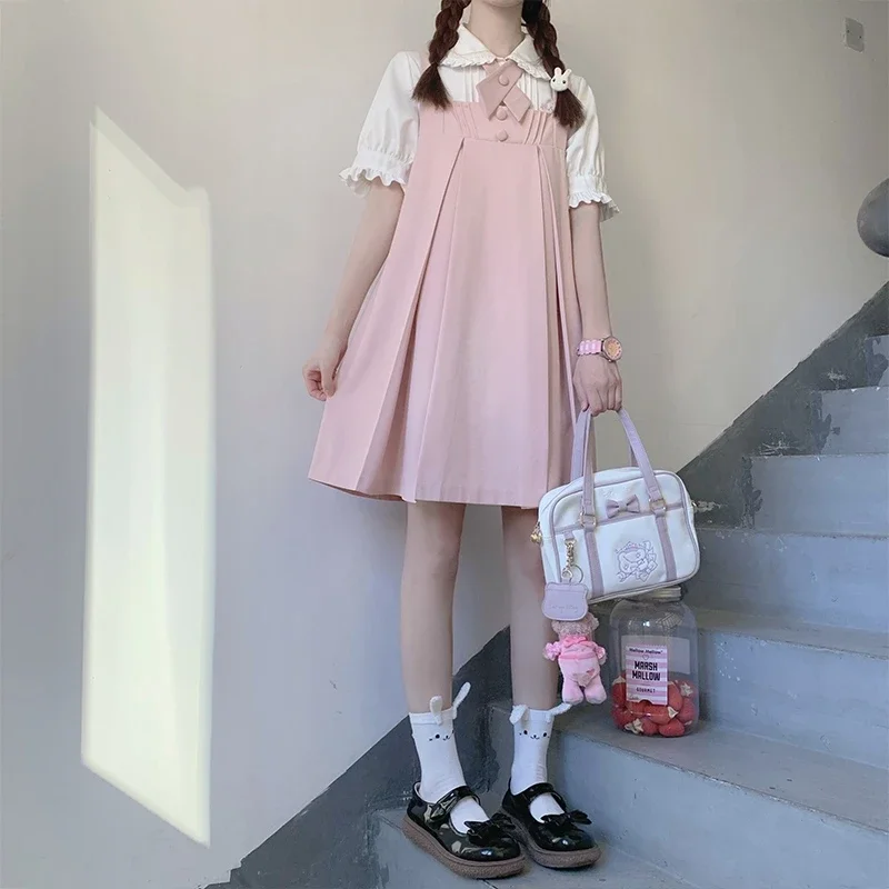 

Женские комплекты из 2 предметов, плиссированные платья, рубашки с воротником JK, свободные консервативные японские стильные кавайные молодые летние девичьи нежные Mujer Ins 2025